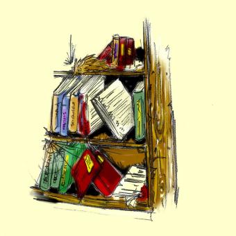 click to  expand - Dusty old bookcase