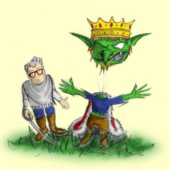 The king's head popped twenty feet up  into the air