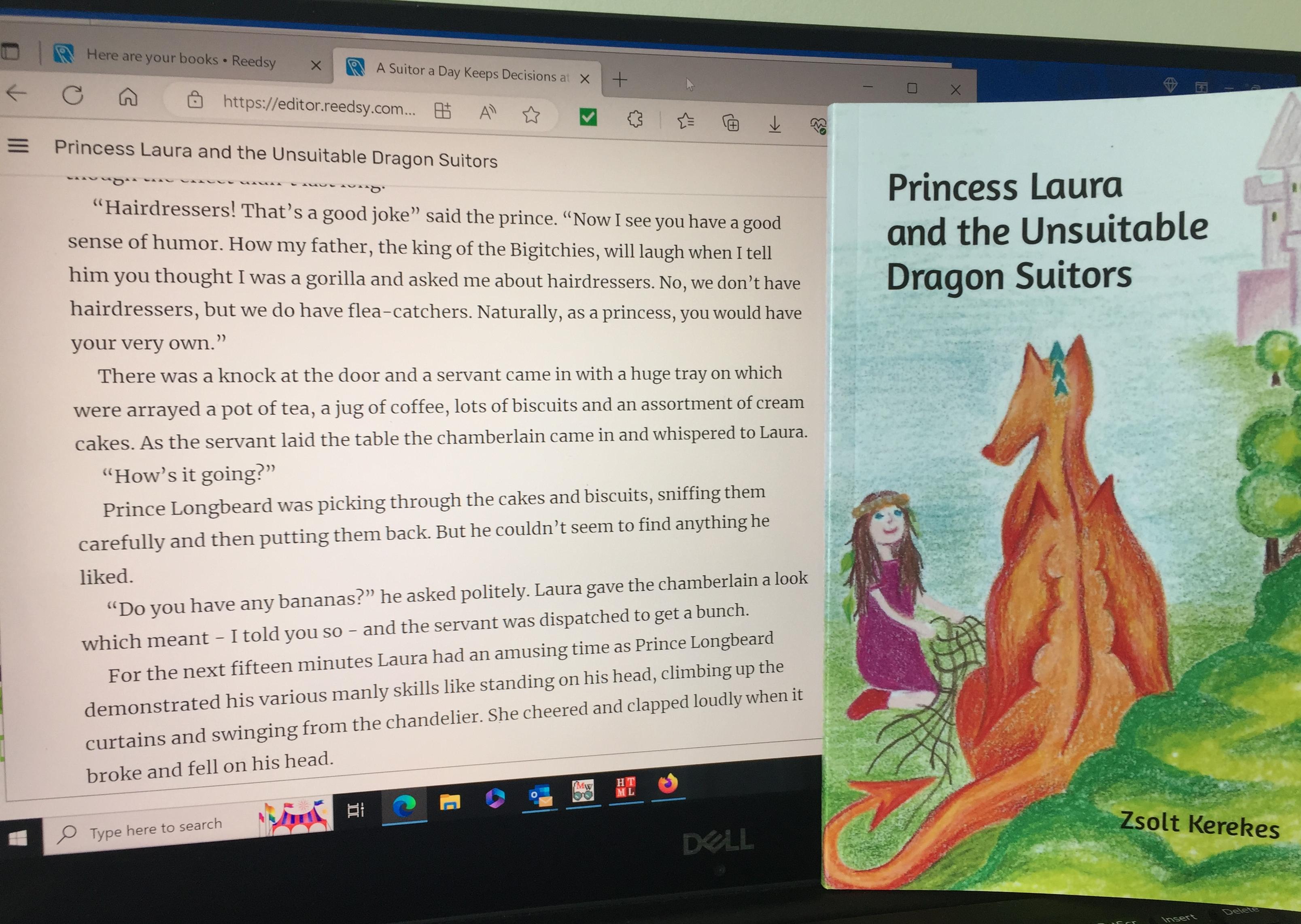 Princess Laura Book - editing view alongside paperback
